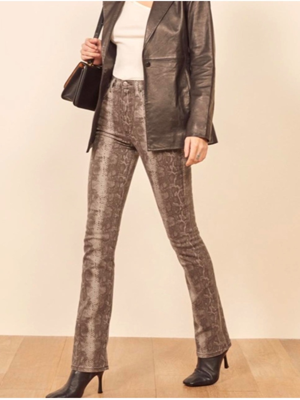 Reformation Snake-Print Cindy Bootcut Jeans